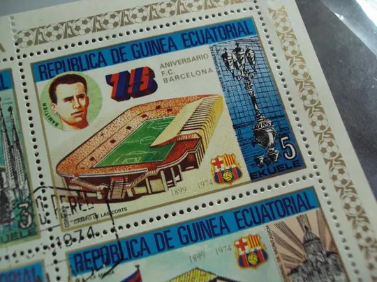 Марки лист Экваториальная Гвинея 1974 футбол Барселона гаш №10218 Недорого