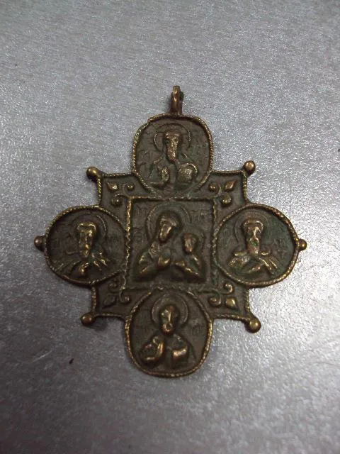 Крест нательный крестик Богородица и святые бронза размер 56 х 52 мм (№1924) Ціна