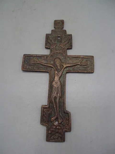 Крест распятие пластика бронза размер 15,9 х 9,1 см (№804) №13895 Ціна