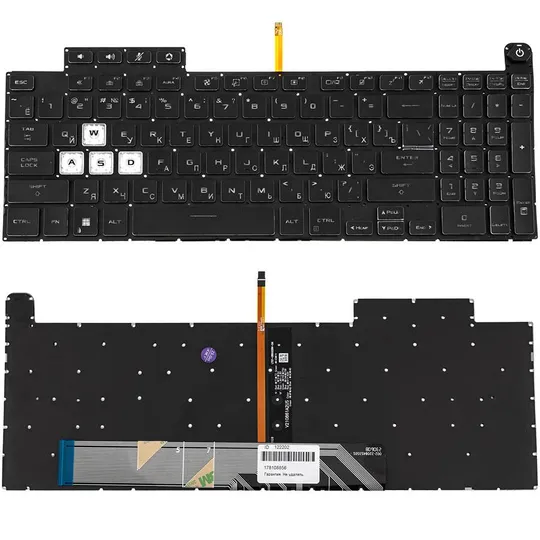 Клавіатура для ноутбука ASUS (FX507, FX707 series) rus, black, без фрейму, підсвічування клавіш (RGB) Ціна