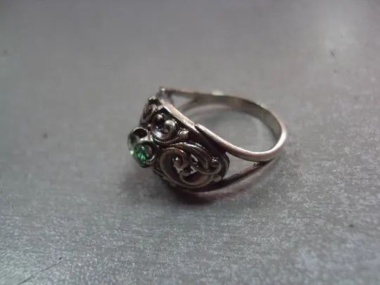 Кольцо женское ажурное с зеленым камушком серебро 925 проба украина вес 3,86 г размер 17 №11117 Недорого