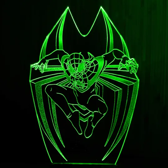 Акриловий світильник-нічник Людина-Павук 2 (Spider-Man) зелений tty-n001067 Ціна