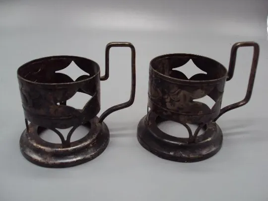 Подстаканники пара мнц Киев подстаканник высота 7,6 см, диаметр 6,9 см лот 2 шт №11768 Характеристики