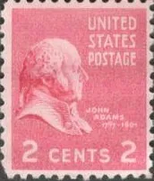 США (USA) 1938 г. 2 ЦЕНТА.  ДЖОН АДАМС. 2 ПРЕЗИДЕНТ СОЕДИНЁНЫХ ШТАТОВ АМЕРИКИ. МАРКЕ 86 ЛЕТ. МАРКА С КЛЕЕМ, С ПОЛЕМ.  ОЧЕНЬ РЕДКАЯ. Ціна