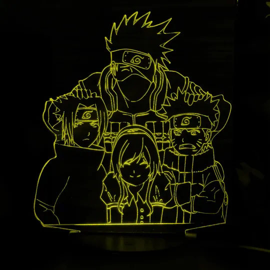 Акриловий світильник-нічник Какаші і Команда 7 жовтий tty-n001965 Ціна